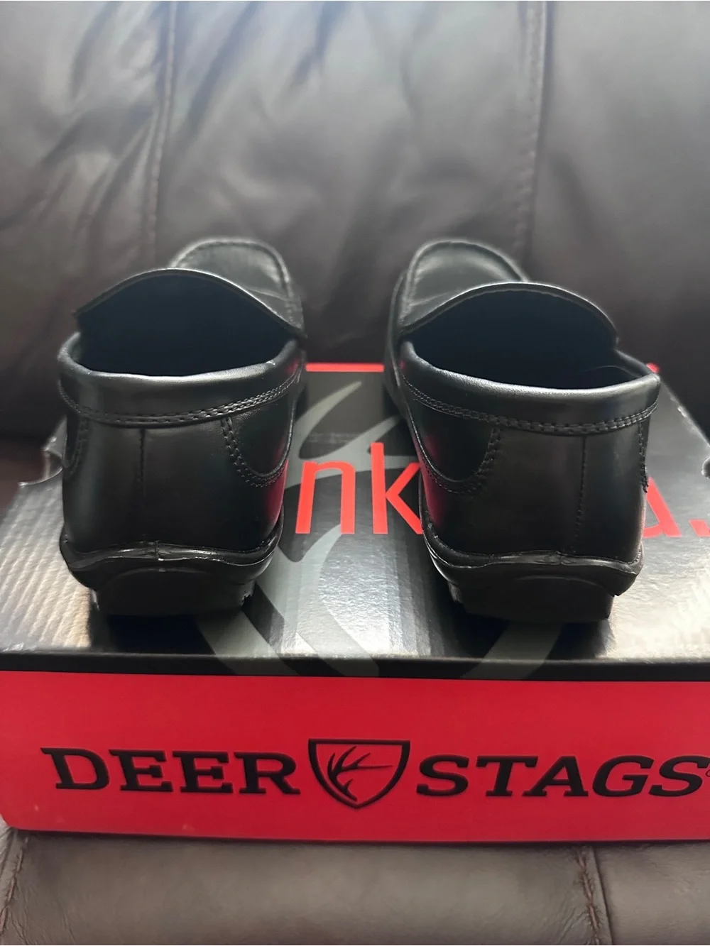 Deer Stags Black Slip-On Dress Shoe Loafers - Big Kid Size 5